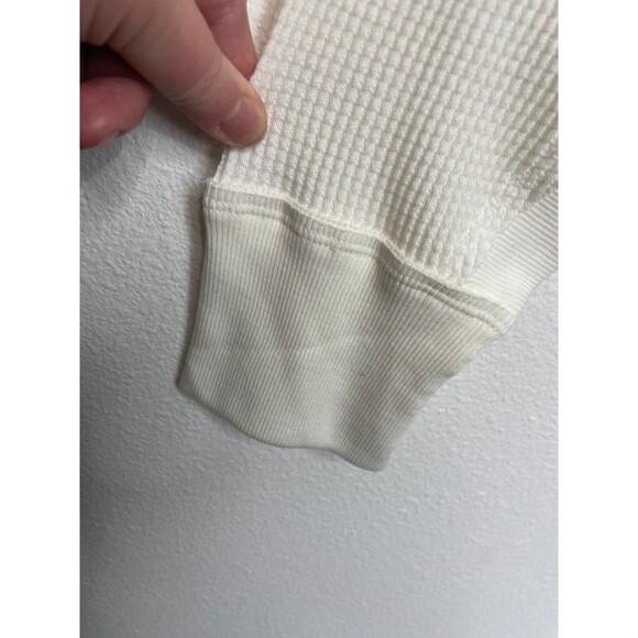 Free People Large Santa Clara Thermal Top Alabaster Ivory Waffle Knit V-Neck NWT - Picture 7 of 16